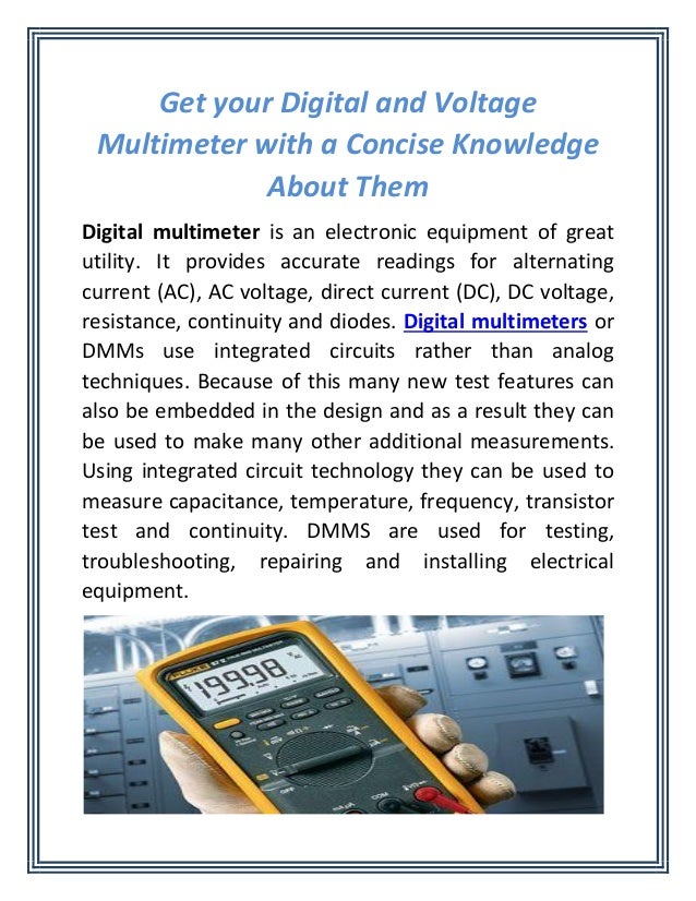Get Your Digital Multimeter With a Concise Knowledge About Them