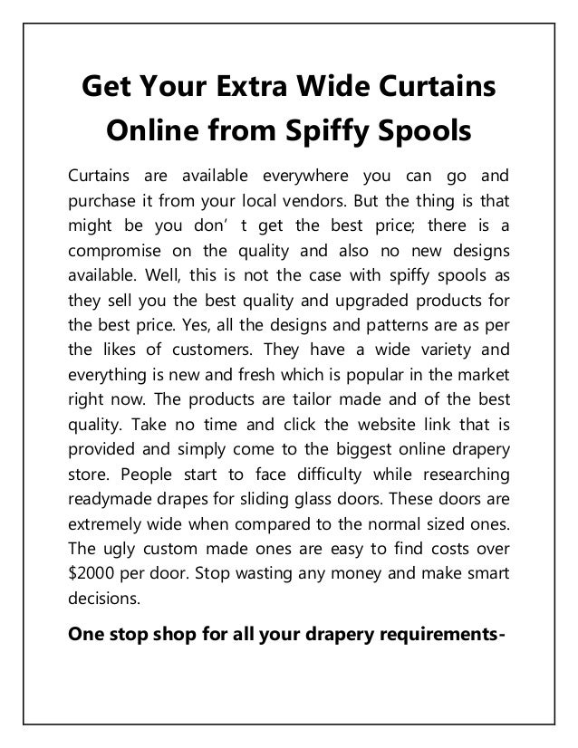 Get Your Extra Wide Curtains Online From Spiffy Spools