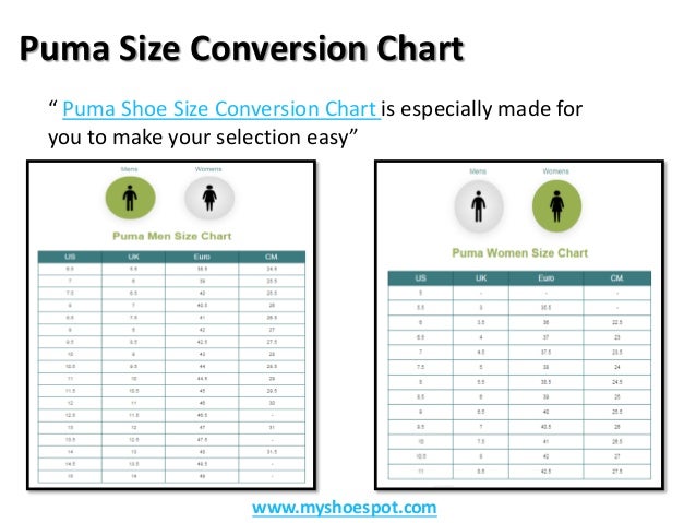 puma womens shoes size chart