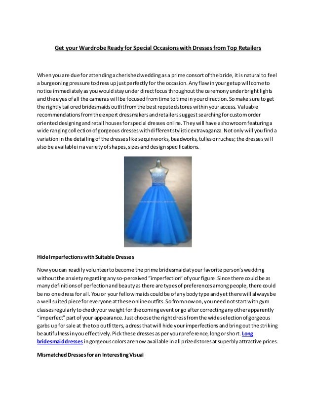 Get Your Wardrobe Ready For Special Occasions With Dresses From Top R
