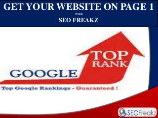 GET YOUR WEBSITE ON PAGE 1 
WITH 
SEO FREAKZ 
 
