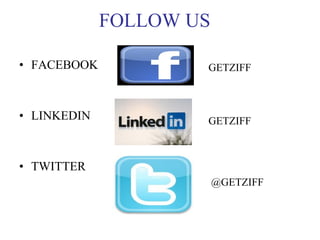 FOLLOW US   FACEBOOK LINKEDIN TWITTER GETZIFF GETZIFF @GETZIFF 