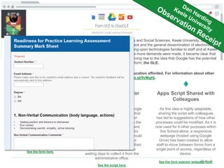 alt.ac.uk
Google Form Created
for Assessment
As part of an effort to re-design an
observational assessment, tutors
had ide...
