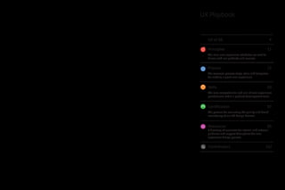 UX Playbook
Principles				11
The core user experience attributes we seek to
deliver with our products and services
UX at G...