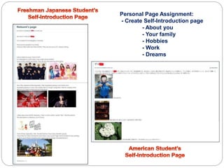 Personal Page Assignment: 
- Create Self-Introduction page 
- About you 
- Your family 
- Hobbies 
- Work 
- Dreams 
 