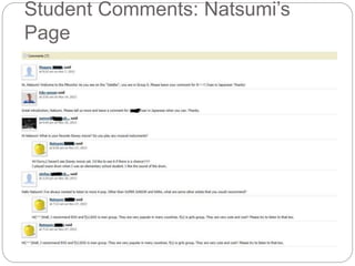 Student Comments: Natsumi’s 
Page 
 