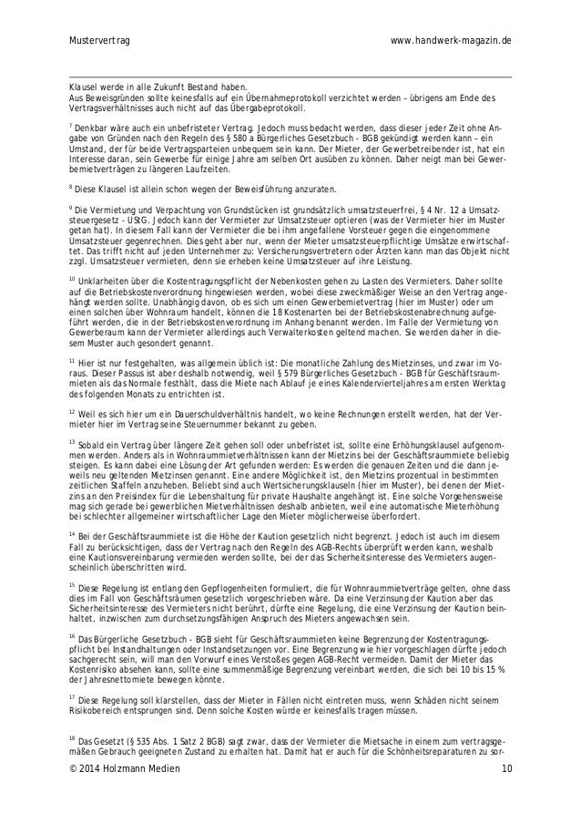 Gewerbemietvertrag Handwerk Magazinde