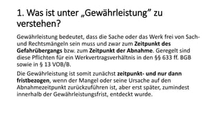 Gewährleistung im Werkvertragsrecht | PPT