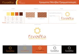 Segoe Print
Aka AcidGR GhostStory
- Colors -
C
M
Y
K
Pantone
0
5
50
0
600 C
5
30
100
0
7409 C
15
80
100
0
7579 C
40
85
95
60
4625 C
- Patterns - - Fonts-
Pattern 01 Pattern 02
Προτεινόμενο Χρώμα
100% Μαύρο 50% Μαύρο Προτεινόμενο Φόντο Ασπρόμαυρο Ασπρόμαυρο
Χρώματα//Μοτίβα//Γραμματοσειρές
 