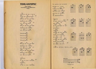 r

    TEHUANTEP, C
             E                          Te cubres con encajes
                                                                                             E""                                     A_~'                          p'
            (Pepe GUizar)               bordan tu  traje
                                                                                                       I>

                                                                                                                                              D                             p
    Armonizada en MI MENOR (Em)
             -Vals­
                                           VO     Am7 V7
                                        flores de seda,
                                                                                  2ltt                                   II I

                                                                                                                         a
                                                                                                                                     ~
                                                                                                                                     -+-              '111' 1
                                                                                                                                                            '
                                                                                  3       I I I I I I                                                 a I "             I I I
                                          Am7                p7
                                        pareces una v1rgen                        4       I-+-+--+-t-i                   4       I I I I I I          • I I I I I I

                                                             Am7
                                                                                  ,                                      S L'-L-L-'--',.-J
                                                                                                                                                      I

                                        que de un retablo
                                        V7         G
                                        se desprendiera. ,


                                        Tehuana                                                   o	                                     E'       0                    Co         o

                                          VO	
                                                                   Am7       V7                                                  i I I<l) I I                               (j)


                                                                                  :tmf                                                                    :m
                                                                                                                                                                         ---'­
                                        la del alma sur;ana                                                              2           ~~
                                             Am7   V7
                                        que bailas                                                                       31111'1
                                           Am7          V7
                                         del a 'ma.r ; mba a l son
                                                                        B7        •                                      4
                                                                                                                         s
                                                                                                                                     I II I I
                                                                                                                                                          ,
                                                                                                                                                          4       I I I I I
                                                                                  7                                                                                               J
                                                   E7
                                         preciosa,
                                              Am7
                                         rumbosa
                                           em7                         Bm7
                                         virgen de mis amores                                    Flm                                     87                            0"
                                               E7            Am7
                                         mujer de encajes                             I   I I I I                                                             3L~,~
                                               V7     G  E7                           a                                      21111-H                          4~+
                                         de 	 seda y sol                              .I~                                    )


                                              Am7     F   Bm7
                                         virgen de m;s amores
                                                E7 ,         Am7
                                                                                      •
                                                                                      •                                      ,t±ID]
                                                                                                                             4
                                                                                                                                                              6
                                                                                                                                                              7
                                                                                                                                                                  I I I I I


                                         mujer de encajes
                                             V7        G                     B7
                                  10
                                         de seda y de sol.
                                  ,I
                                              Em
                                         Tropico cal i do          y    bello ••• etc.
                                                                                                        Cm 1 	                             8m'                         F

                                  i. 	                                                       )


                                                                                             4

                                                                                             ,         CD
                                                                                                             T
                                                                                                             ~
                                                                                                                                 I

                                                                                                                                 a
                                                                                                                                                              '~~
                                                                                                                                                              )    ,

                                  ) 	
                                  1                                                          6
                                                                                                                                 •                            •
                                                                                              7                  ,   I
                                                                                                                                 •                            •

                                                                   "'e/odl.




                                                                  !	              888
                                                                              Tro-p;-co
                                                                                                                     ~
                                   r
                                                                                             53
 