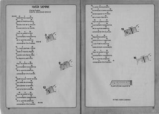 H-ASTA SIEMPRE

(Carlos Puebla) 

CANTA: SOLEDAD BRAVO 

15-3-16 15 3 16 

Aprendimos a quererte
15 3 16 

desde la hist6rica altura
15 12 

donde el sol de tu bravura
9 16 

Ie puso cerco a la muerte.
15 3 16 

Aqu( se queda la clara
15 3 16 

la entrafiable transparencia
15 12 

de tu querida presencia
9 16 15-3-16 

B
b
comandante Che Guevara.
15 3 16 

Tu mano gloriosa y fuerte
15 3 16 

desde la historia dispara
15, 12 

cuando todo Santa Clara
9 16 

se despierta para verte,
15 3 16 _ 

Aqu f se queda la clara
15 3 16 

la entrafiable transparencia
15 12 

de tlJ Querida presencia 

9 16 

comandante Che Guevara.
15 3 16 

Qui~n es que mando la brisa
15 3 16 

con soles de primavera
15 12 

para plantar la bandera
9 ,16
con la luz de tu sonrisa,
15 3 16 

Aqu( se queda la clara
15 3 16 

- la entranable transparencia
16 12 

de tu Querida presencia
9 16 15-3-18 

comandante Che Guevara.
15 3 16 

Tu amor revolucionario
15 3 16 

te conduce a nueva empresa
15 12 

donde esperan la firmeza
9 16 

de tu brazo libertario.
15 3 16 

Aqu( se queda la clara
15 3 16 

la entrafiable transparencia
15 12 

de tu Querida presencia
9 16 15

coman dante Che Guevara.
15 3 16 

b
Seguiremos adelante
15 3 16 

como junto a ti seguimos
15 12 

Y can Fidel te decimos
9 16 

hasta siempre comandante.
15 3 16 

Aqu( se queda la clara
15 3 16 

la entranable transparencia
15 12 

de tu querida presencia 16B_'''~
fl' ~,o,,1
- , .
9 16 15 
 "1""r,(~. (t'
comandante Che Guevara. v I 

i · . --­
C

·a.
A=-04-2-0-2-§:lI~·
~ i 

A-pren-di-mos a que-rer~te 

RITMO: SON CUBANO
39
 