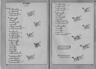 MI CIUDJ:D
(G. Trigo~
3-12-3-12-3 12 3 

Mi cludad es chinampa 

12 3 12 3 12 

en un lago escondido, 

3 12 3 

es cenzontle que busca 

12 3 12 312 

en donde hacer nido_

20 24 20 

Rehilete que engana 

24 23-6 

la vista al girar, 

22 24 

baila al son del tequila 2 
23 

y de su valentra, 

21 20 

es jinete q.le arriesga la vida 

24 23 214 

en un lienzo de fiesta y color_ 

3 12 3 

Mi ciudad e51a cuna 

12 3 12 3 12 

de un nino dormido, 

3 12 3 

es un bosque de espejos 

12 3 12 3 12 

que cuida un castillo_ 

20 24 20 

Monumentos de gloria 

24 23-6 

que velan su andar 

22 24 

es un son con penacho 

23 

y sarape veteado 

21 

que en las noches 

20 

se viste de charro 

24 23 

Yse pone a cantarle al amar. 

6 22 21 

En las tardes con la lIuvia 

4 3 

se bana su piel morena 

2 20 

Yal desatarse las trenzas 

24 23 21 4 

sus ojos t,.istes se derran. 

..
3- 12 3 

Mi ciudad es chinampa 

12 3 12 3 12 

en un lago escondido, 

3 12 3 

es cenzontle que busca 
 12 
12 3 12 3 12 

en donde hacer nido. 

20 24 20 

Rehilete que engai'la 

24 23 - 6 

la vista al 91rar 

22 24 

baila al son del tequila 

23 

y de su valentia, 

21 20 

es jinete que arriesga la vida 

24 23-6 

en un lienzo de fiesta y color. 

22 24 

Es un son con penacho 

23 

y sarape veteado 

21 

que en las noches 

20 

se viste de charro 

24 23 24 23 

Yse pone a cantarle al amor. 

~2~2-0-2-·d~
23 

~-:----:----:-_--:---:--_ _ _.JJ I a.
Mi ciu-dad es chi-nam-pa
RITMO: SON JALISCIENSE
Y BALADA MODERNA
24 

57
 