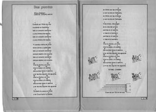 " 

[Q)@~ ~(UJ[ru~@~ 

(Polo Jimenez) 

CANTA: GRUPO AKIKI 

1 2
Cuando pa' Chile me voy
1
cruzando la Cordillera
2
late un coraz6n contento
1
y una chilena me espera,
2
late un coraz6n contento
1
y una chilena me espera.
2
Y cuando vuelva de Chile
1
entre cerros y quebradas
2
late un coraz6n contento
1
porque espera una cuyana,
2
late un coraz6n contento
1
porque espera una cuyana.
13 12
Viva la chicha y el vino
13 12
viva la cueca y la zamba
9 1
dos puntas tiene el camino
2 1
Y en las dos alguien me aguarda,
13 12
viva la chicha y el vino
13 12
viva la cueca y la zamba
9 1
~os puntas tiene el camino
2 1
yen las dos alguien me aguarda.
1 2
Yo bailo la cueca en Chile
1
yen Cuyo bailo la Zamba
2
en Chile con las chilenas
1
y con la otra en Calicasta,
2
en Chile con las chilenas
1
y con la otra en Calicasta.
1 2
Vida triste, vida alegre
1 .
es la vida del arriero
2
penitas en el camino
1
y risas en el sendero
2
penitas en el camino
1
y risas en el sendero.
13 12
Viva la chicha y el vino
13 1
viva la cueca y la zamba
9 1
dos puntas tiene el camino
2 . 1
yen las dos alguien me aguarda
13 12
viva la chicha y el vino
13 12 ~viva la cueca y la zambab~ 9 1 :~
8~ dos puntas tiene el camino
2 1
Y el las dos alguien me aguarda.
RITMO: ZAMBA
~~
~~ ~
o---2--4 4
- - - - - - - ­ 1 ­ 2 -1 - ­ 1 --i3a.
----------------i12a. o
- ' Cuan-do pa' Ch,-Teme-voy~
[23-~l
~ 

l
,0
 