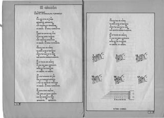 rn:~ @~@:g@rru
/
(A. Yupanqui) 

CANTA: ATAHUALPA YUPANQUI 

15 3 

Era una cinta de fuego
12 1 

galopando, galopando, 

9 17 16 

crin revuelta en lIamaradas 

1 16 15 

mi alazan, te estoy nombrando.
15 3 

Trepo los cerros con luna
12 1 

cruzo los valles nevando 

9 17 16 

cien caminos anduvimos 

l 

1 16 15 

mi alazan, te estoy nombrando.
12 1 

!
Oscuro lazo de niebla
12 1 

te pialo junto al barranco
3 17 16 

c6mo fue que no 10 viste 

9 17 16 

que estrella estabas buscando. 

12 1 

En el fondo del abismo
12 1 

ni una voz para nombrarlo
3 17 15 

solito se fue muriendo
16 15 

mi caballo, mi caballo.
15 3 

En una horqueta del tala
12 1 

hay un matorral solitario 

9 17 16 

Y hay un corral sin relinchos 

1 16 15 

mi alazan, te estoy nombrando.
15 3 

Si como dicen algunos
12 1 

hay cielo pa'i buen caballo
9 17 16 

por ah randara mi flete
1 16 15 

galopando, galopando.
12 1 

Oscuro lazo de niebla
12 1 

te pialo junto al barranco
3 17 16 

c6mo fue que no 10 viste 

9 17 16 

que estrella estabas buscando. 

12 1 

En el fondo del abismo
12 1 

ni una voz para nombrarlo
3 17 15 

solito se fue muriendo
16 15 

mi caballo, mi caballo.
16~~1("b !
B 1~
------------------~~
;g::: a4 •.
------------------------2 ~.
0-0-0 -0-0 12;: a
---- -- ------E -ra u-na cin-ta ~
RITMO: ZAMBA
h
[ 2SPfJ
24
 