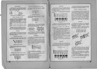 /
MANO DERECHA
L8 mane derecha es la encargada de sonar las cuero
das, para designar los dedos de la mano derecha se
usan los nombres que todos conocemos, pero nosotros
usaremos solo las iniciale~A p
P. 	 Pulgar /
I. 	 Indice
M. Medio
A. Anular
EI dedo mei'iique de la mano derecha no se usa.
BAJOS, RASGUEOS Y RITMOS
La mano derecna suena las cuerdas por medio de
movimientos que reciben el nombre de Bajos y Rasgeos.
Se llama Baja el sonido producido por cualquiera
de I. cuerdas $4lxta, Quinta 0 Cuarta.
Los bajos $4l producen sonando con el dado pulgar
de la mano derecha cualquiera de de las cuerdas antes
citedas.
Existen des clases de bajos: Fundamental y secun·
dario .
Bajo fundamental es el mas importante de un acor·
de.
Bajo secundario es el que Ie sigue en importancia.
En todos los acordes que aparecen en la revista se
marca con una B la cuerda donde va el bajo fundamen·
tal y con un b la cuerda donde va el bajo secundario.
RASGUEO
Se llama rasgueo al aCto de sonar las cuerdas de la
guitarra una tras otra en movimiento muy rapido,
casi al mismo tiempo. A continuaci6n se ilustran di·
ferentes cI ases de rasgueos.
RASGUEO HACIA ABAJO
Los dedos indlce, medlo y anular (fTIIno ,1/""ChJI
rozan las cuerdas hac.a abajo. Todos al ml$m o lI~mJ'n
.~ 

RASGUEO HACIA ARRIBA
Este movimiento se !leva a cabo con el indice (rna·
no derecha) rozando desde la primera cuerda hasta la
CUlna cuerda.
7'
f
RASGUEO HACIA ABAJO CON EL PULGAR
Este rasgueo es igual que el primero que vimos,
pero 58 hace con el dedo pulgar (mano derechal.
~ 

4
RA$Q Uf" O HAI-IA AM "laA CON EL PULGAR
Se 	 colo.... ~I UHu I" ,•• 1 11 ~.U1n rh~f'_~~ ) debajo
de 	 la prlm lU~1 (1 1I·ft l .. , H.. • r ~pl' ludo Hasta Ia
cuarta cwut.h.
~
-----tlft
1"P"
RA5GU EO PUNILI'CHI
EI dedo indice toea la IVrC"'~ 1 11.. ,1,1 '"' ,'ltll..
segunda, el anular la primcra. fod.,., ,II " t·' "11'1I
(mano derechal.
- - - 1 - - ­
---M--­
- - - A - - ­
RITMO
·Se llama ritmo a una ",ric de moviml~ntos Que
efectua la 'l1ano derec"a y que se repiten ~ :m regulari·
dad. Estos movimientos son los Bajos y ni!squeos. E·
jemplo del Ritmo: Bala<la Sencilla.
1" b1.
1. 	 Bajo fundamenta!
I n2. 	 Rasgueo hacia. abajo
3. 	 Balo secundano
4. 	 Rasgueo hacia abajo. Z, Q V4.
La ilustraci6n anterior debe leerse de izqUlerd& a
derecha. Ya sabemos que el acorde que se emplea es
el que determina en que cuerda va el balo Fundamen·
tal y en cual el bajo Secundario.
HEXAGRAMA
EI hexagrama en un dibujo cit., sels Ii".oij . Cada Ii·
nt' l.l ({!pre.son ta una cuerda y 51 rvP. para sac.ar la mela­
rH,. dll una cuncian.
L.l Iln(t(l .ntflnol" ",~ prcscnl11 10 prl mi'f D l::urHda y
dl'Sl)uk lUlU" ' 1,1 :.t'flUndA, f.'ft:t1tU tH<:! . el"lc.ma 11., las
I infln Sf- CI1tl)(,IU "flm,'r l'1f"i . 1o, f1 1-Jmpr". IOo lCl1n el
lrtuttt lin 4lit' "t-!-fl'"'' rU'tit' I. nlt~'da y s!..." c1cl:-, n leer de:
12'~"m~rf1 3 a tttlfr.c.hu S. t,p l~ rlCtlt~ntra un r.:ero debe
sona. $C 13 cu~,d~ III .1It1' (tIn I",a.l.
Ejemplo:
.a___-===__
58 _
48-2-3-0_0_2 138_ -- 0-­Z8
18
EI hexagrama anterior indIca 10 siguiente: 

La cuarta cuerda debe ser pisada en el traste 2 (y debe 

sonarse) 

La cuarta cuerda debe pisarse en el traste :l lal pisar 

las cuerdas hay que sonarlas tambien) 

La'tercera cuerda se suena al aire. 

Nuevamente la tercera cuerda se suena al aii"~.
La tercera cuerda se pisa en ei traste 2.
La segunda cuerda se suena al aire.
La segunda cuerda se pisa en el traste 1.
AFINACION
Er: las casas de musica hay afinadorel especiales
para guitarras. Estos atinooores constan de seis tubos
que emiten sonidos que corresponden a las notas de
las cuerdas ya aflnadas.
Tarnblcn pued£! afinarse la quitarra si se tiene ;) ma­
na un plano A cont inuaci6n se ilustra como debe
hace".., :
U~__________.
5a ~ .­48
3a
Za
1a
DO centra) ~S--J
Cada una de las notas que se indican en ei piano
;orrp.spond~r a los sonidos que dE-ben dar I~s cuerdas
de la guitarra ya afinaddS y al aire (Sin pisar).
Si no se tiene afinador ni piano, siganse los si ·
guientes pa~os:
1. 	 Aflojense todas las cuerdas hasta que dejen de sonar.
2. 	 Restire la sexta cuerda hasta que de un sonido cia·
ro, pero cuidando que no quedp. muy tensa.
3. 	 Pise la sexta cuerda en quinto teas!.e, con el so·
nido que obtenga afine la quinta CLJern a.
4. 	 Una vez afinada la quinta cU"l d a, plsc la en quinto
traste y can el sonido que resu!tJ a line la ClIerta.
5. 	 Pise la cuarta cuerda en quinto Iraste y con el so·
nido obtenido se afina la tercera.
6. 	Can la tercera cuerda hay una _ariacion, en lugar
de pisarla en quinto traste, se pisa en cuarto traste
para afinar la seglJnda cuerda.
7. 	 Por ultimo, la segunda se pisa nuevamente en
quinto traste yean el sonido que resulte se aflna
la primera.
REQUINTO
Requlnto es una guitarra mas pequena que la nor·
mal y se usa cuando tocan dos 0 tres personas juntas.
En el requinto se toca la melod ia de la cancion 0 una
pequei'ia introduccion que sirve de entrdda a la voz.
EI requinto se afina asi :
,. 
5a
48
3a
Za
18
~ L I
I
I
A
,
r.
"I
i
I' III U I
1'~1~ I
DO central ....:r
[5 ¥l 

5i no se tiene piano, se coloca un capotraste en el
quinto traste de una guitarra ya afinada y los sonidos
que se obtienen sirven para afinar el requinto.
PRIMERA Y SEGUNOA GUITARRAS
En los arreglos que publicamos (Introducci6n para
Requinto) mencionamos una "primera guitarra" y una
"segunda guitarra". Estas guitarras son guitarras cornu·
nus y se afinan de la manera corriente. Las lIamamos
"primera" y "segunda" para distinguir una de otra.
En los arreglos mencionados ya vienen previst05 los
acordes que han de usar las tres guitarras(Requinto,
1a. guitarra y 2a. guitarra) para que queden acopladas.
Antes de tocar los arreglos, fijarse bien si alguna 0
todas las guitarras tocah al aire 0 lIevan capotraste y
el segundo caso, poner el capo en el traste que se
indica.
CANCIONES
En las paginas que restan de este metodo halla·
ras canciones muy popul ares can sus correspon·
dientes acordes. De este modo, podras cantarlas y
acompai'iarlas con tu guitarra.
Encima de la letra de la cancion hay numeros,
estos numeros te indican el acorde que debes em·
plear al cantar esa parte de la cancion. Ejemplo:
Voy a segJir una luz en 10 alto
voy a oir una voz que me llama
voy a su~ir la mont~ia y estar
aun mas cerca de Dios y rez~r.
b B
B b
En la palabra SEGUIR se encuentra un numero 1,
este indica que al pronunciar esa palabra debe em·
plearse el acorde que ostenta dicho numero. Este acor·
de debe segui r empleandose mientras no aparezca otro
numero.
Despues en la palabra SUBIR esta un numero 3,
esta vez se debe usar el acorde Que tiene ese nume·
ro hasta que aparezca otro numero. Lo mismo se hace
a 10 largo de toda la canci6n.
Con cada cancion hallaras tambien un hexagrama,
por medio del cual puedes sacar el principio de
la melod ia, que te servira de gu ia para empezar a can·
tar.
Se te indica ademas el ritmo de la canci6n.
 