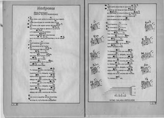 ~@rrD~@~@~ 

(Silvio Rodriguez)
CANTA: SILVIO RODRIGUEZ
.~ 	 ~
HoV viene a ser como la cuarta vez que espero
• 	 0  l> 

Veso que se que no vendras mas nunca

• c...	 ~(=~ ~
he vuelto a ser aquel cantar del aguacero
.e.... 	 1iIf~'
que hizo casi legal su abrazo a t u clntura
., ~'Cf)
V tu apareces en rni ventana
• 	E.rn."
suave V pequena, Goon alas blancas
,... f:::. ~,~ 16 E:­
vo ni te miro, para que duermas V no te vavas.
0'1 T"!­
Que maneras mas curiosas 

.0 't> 

de recortarte en el humo 

• 0 	 . ~ ...,
que maneras mas curiosas
-~ 1'>hoy recuerdo mariposas
-0 &~'"que aver s610 fueron humo
~ea., . 1',....	 ,
manposas. mcpposas 

.() I em
que emergleron de 	0 oscuro
. G 1>
bailarina~ silenciosas.
.c.. .~
Tu tiempo es pnra una mariposa
navecita bl.2.a, delgada, nervi~
.c. a~
siglos atras inunrl3ron un segund'o
debajo del Ci!?o, encima del m~do
JIPC.... ... ~
tu tiempo C!> ,Jaii! una mariposa
navecita bfJ.C~', delgada, nervi~
'1 ~C- d ·d~slg os atras !nun ~ron un segun 0
D 1>
debajo del cielo, encima del mundo.
{)Asi eras tu aquellas t~Qes divertidas
I), 'I f 	 'b d ' 1-> ­aSI eras tu, a un 	un a companera
~ 

t c.. 	 • ~~'1
senls como esos d fas en que eres la vida
• <=-	 .~ ,";l. ~
V todo 10 que tocas se hace primavera
a.6~ . 	 ~""~av manposa, tu eres el alma de loquerreros
1'1> c:.  (Y
que aman V cantan veres el nuevo ser
. e:que se asoma por ml garganta.
Do ' 1':> _ 	 ~'= r.ue maneras rr.,~ ~unD)il S
2 ...,1
su, ('
~ () ~ ,8  (
de recortarte en Pol t"lu"no b 
:~ f) , ~ tf, "
que maneras mas cunosas 	 
~.q 1>
hoy recuerdo m,:r:r; osc~
() .' e·fJ'que aver soro fueron humo
.-Gt ,1>
manposas, marrposas
{} ~T'I
que emergieron de 10 oscuro
b '1 ~G'I ,1':>al annas Sl enClosa5.
. ~c. .•~
E., 	 Tu tlempo es para una manposa 

navecita bl!?ua delgada,.nervi~

1~ - C .. "
('
siglos atras Inundaron un segundOt'
debajo del ci~ encima del m~do
.. c' '-'. Ci.tu tiempo e,s I1Ma una mariposa.
~~~ 	
.G A~-
navecita bl~ca, delgada, ne~a 	 ..o,/~O.c.. 	 2~~'"1~ sigl05 atras inundaron un segunab B
b 
 __
 (

debajo del ci!?o, encima del m~do.
.c.Tu tiempo es.. . etc.
-----------------------------«16•.
-----------~5., 0
- - - - - - - - -___........j4•. 

- ----------------l3•.
------------3 2.. 0
- - - 0 - -·· 0 - 0 -- ' ' 0 	 - te.
I Hny vie-ne a ser ........---­
RITMO: BALADA ARPEGIADA
[6)-"1
 