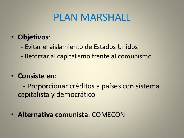 En Que Consiste El Plan Marshall