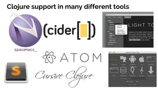 Clojure support in many different tools
 