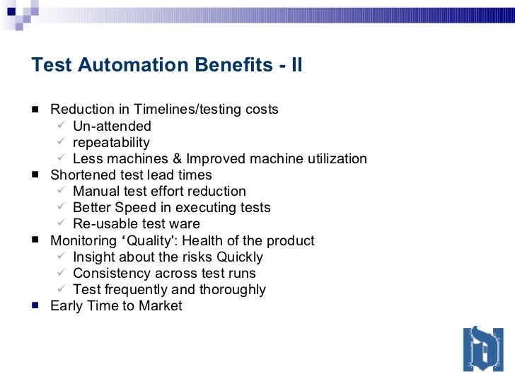 benefits test tool Framework Automation Framework/QTP
