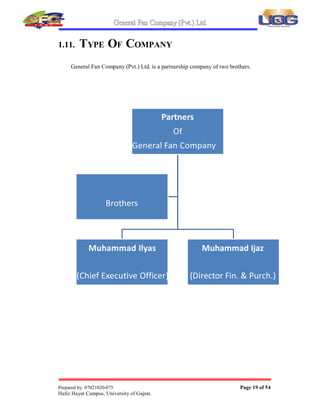 General Fan Company (Pvt Ltd
Prepared by: 07021020-075 Page 18 of 54
Hafiz Hayat Campus, University of Gujrat
 