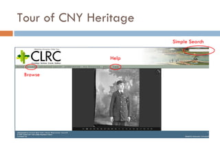 Tour of CNY Heritage Simple Search Browse Help 