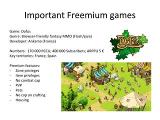 The European Market Free to Play games profiles 