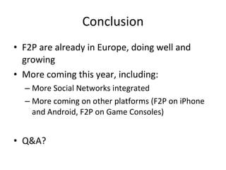 F2P developers in Europe overview Studios Geographical breakdown 