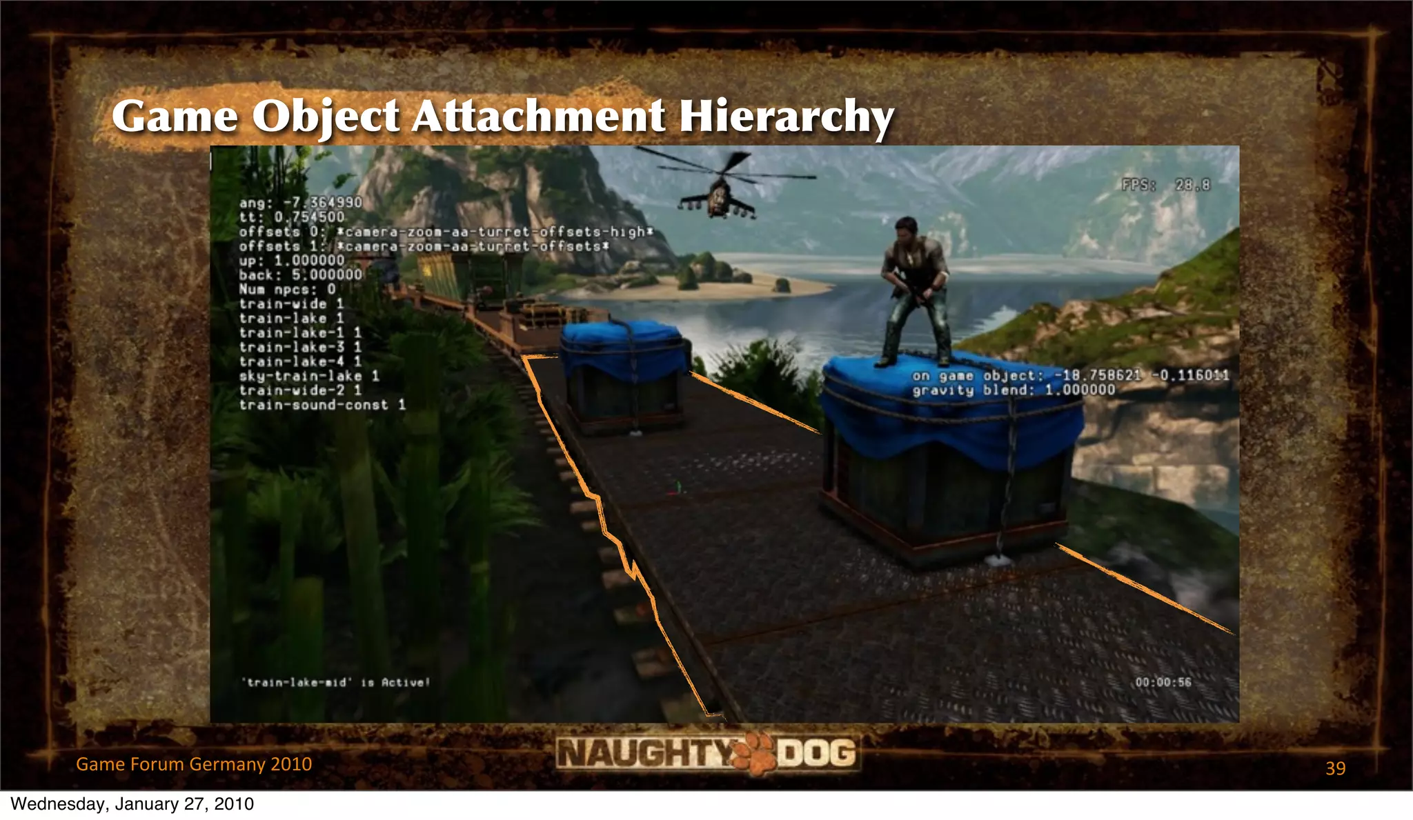 Game Object Attachment Hierarchy




       Game Forum Germany 2010                39
Wednesday, January 27, 2010
 