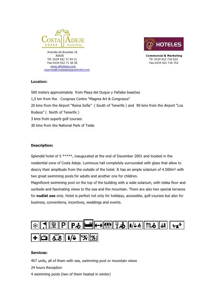 fact grand hotel sheet Costa Adeje sheet. www.gfhoteles.com Hotel Gran Hotels GF fact fact grand hotel sheet Costa Adeje sheet. www.gfhoteles.com Hotel Gran Hotels GF fact