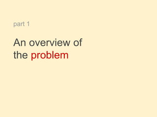An overview of
the problem
part 1
 