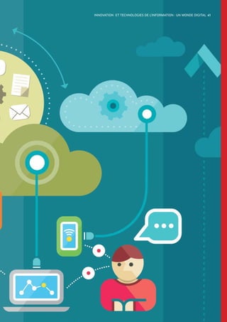 Laplupartdesstartupscommencentleursactivitéssans
avoir investi dans un Datacenter. L’utilisation du Cloud
public leur permet d’acquérir leurs systèmes informati-
ques, tout en réduisant considérablement les besoins
d’investissements initiaux. D’autre part, de nombreuses
entreprises décident de migrer vers le Cloud, lorsqu’elles
nécessitent de renouveler leur serveurs, moment où les
analyses de rentabilité confirment facilement des réduc-
tions de coûts.
Dernièrement, les solutions de messagerie et de
bureautique en Cloud sont de plus en plus populaires. Ces
solutions permettent de réduire les coûts d’infrastructure
et de licences, d’augmenter la disponibilité du service et
la sécurité des données, tout en fournissant des outils
de collaboration qui permettent d’accroître la produc-
tivité. Ces outils incorporent, entre autres, la capacité
de communiquer entre employés via messagerie instan-
tanée, garantissant une moindre utilisation du courrier
électronique et une réponse plus rapide. De plus, il est
facile de mettre en œuvre des portails dédiés à un groupe
spécifique d’utilisateurs au sein des organisations qui
permettent, par exemple, de travailler simultanément
sur le même document. Il est aussi possible de mettre
en œuvre des réseaux sociaux d’entreprise où les utilisa-
teurs peuvent partager leurs idées et leurs expériences,
favorisant la culture organisationnelle.
Avec un nombre toujours croissant d’entreprises à
adopter le Cloud, les craintes des autres entreprises
sont chaque fois plus réduites, une fois que les cas de
succès démontrent effectivement la réduction des coûts
et tous les autres bénéfices mentionnés. Dans un projet
de migration vers le Cloud, la plus grande crainte des
responsables informatiques est liée à des questions de
sécurité. Cependant, l’adoption du Cloud par les secteurs
d’activité tels que la banque, l’industrie pharmaceutique
et d’autres secteurs où l’information est particulièrement
sensible, concèdent une grande confiance aux solutions
proposées et réfutent cette idée initiale. Par ailleurs, les
Datacenter de fournisseurs de Cloud sont plus sûrs que
la plupart des Datacenter existant dans les entreprises,
étant donné qu’ils doivent respecter divers modèles
normatifs, très rigides, sur la sécurité et la confidentialité
des données.
Au cours des dernières années, Gfi a investi dans la
conception d’une offre transversale pour accompagner
ses clients dans le processus de migration vers le Cloud.
Dans ce contexte, Gfi a sa propre méthodologie pour
élaborer la meilleure stratégie d’approche au Cloud
selon la réalité de chaque client, et intègre également
les étapes de mise en œuvre et de maintenance de
l’infrastructure. Gfi dispose aujourd’hui d’une équipe
de consultants certifiés et de références de projets de
mise en œuvre de Cloud privé, hybride et public, associé
à plusieurs partenaires technologiques dans ce domaine,
tels que Microsoft, Cisco et EMC.
INNOVATION ET TECHNOLOGIES DE L’INFORMATION : UN MONDE DIGITAL 41
 