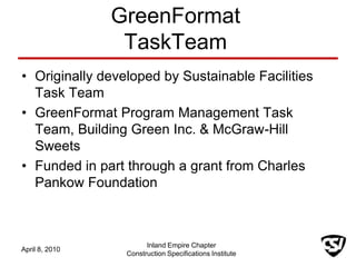 Greenformat GreenFormat in Practice: How Manufacturers and Designers Communicate ...
