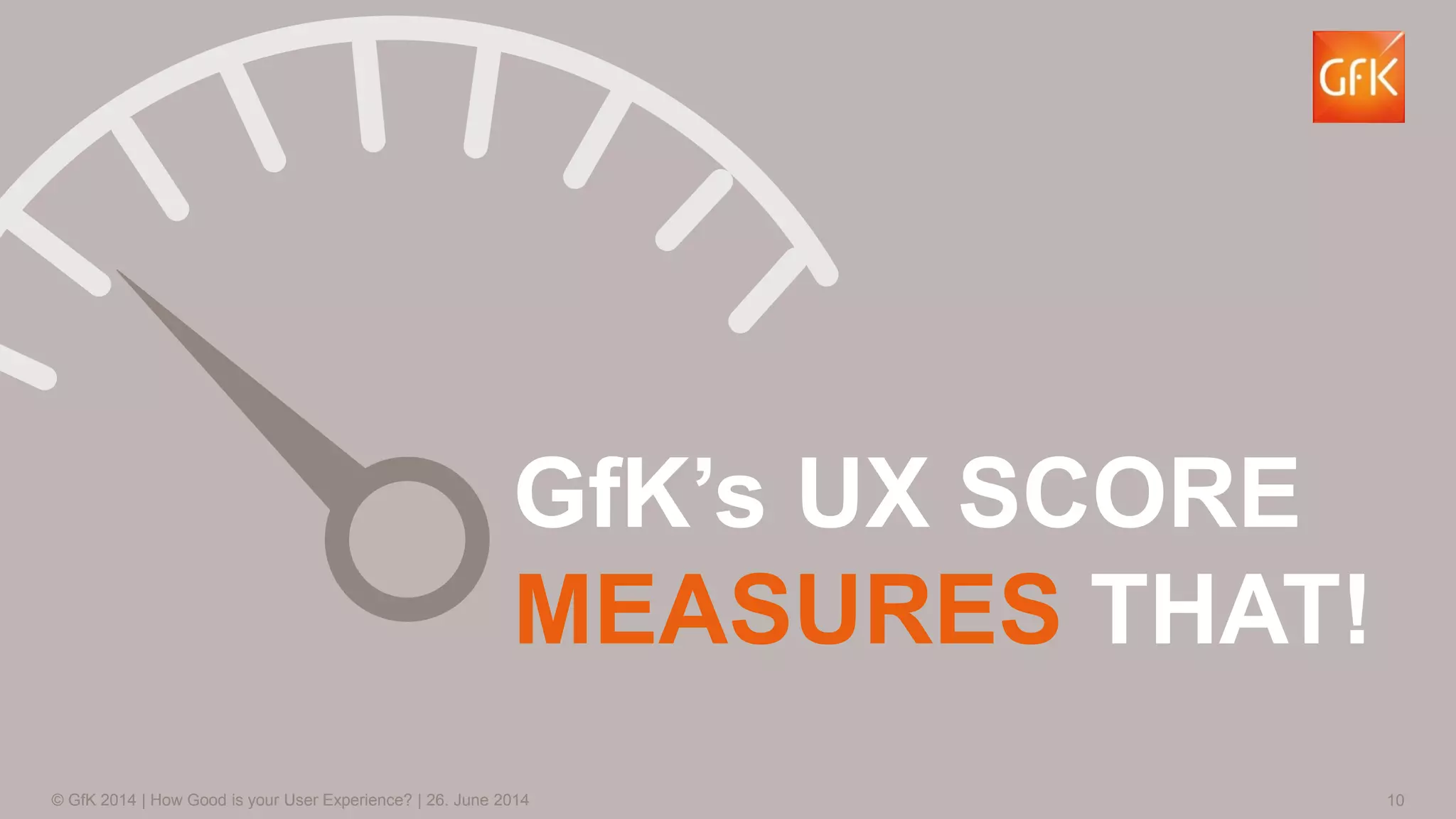 10© GfK 2014 | How Good is your User Experience? | 26. June 2014
GfK’s UX SCORE
MEASURES THAT!
 