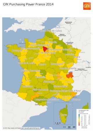 GFK - le pouvoir d'achat par habitant en France - 2014