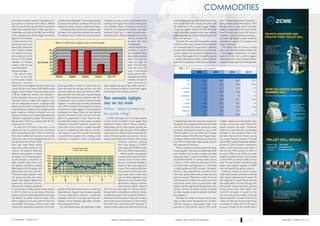 COMMODITIES
year when markets needed a big rebound in            recent record high levels. Continuing strength      not given up yet on grain and oilseed prices         wheat feeding total go even higher than this as       than markets expected including a
production to replenish thin stocks. Where           in maize will inevitably underpin the value of      reaching even higher levels. For coarse grains       many Asian and other maize consumers will             spring wheat component (about 17.4m
the US crop will end up will only be answered        wheat and other cereals as alternative feeds.       and soyabeans there is certainly a case to be        be interested in this season’s large supplies         tonnes) similar to last year’s. Canadian
when the combines have rolled, starting in              A similar situation for the US soyabean crop     made for an ongoing bull market, provided            of sub-par quality wheat from the Black Sea           quality is expected to be much better
September, and may not be fully clear until late     has kept a firm undertone beneath the market        demand holds up in these economically-               region and other suppliers who have suffering         than from last year’s crop with harvest
in the calendar year. At this stage, the official    for oilseed meal. Under the same planting/          straitened times. Wheat is plentiful but its value   quality downgrades of their milling wheat crops       weather recently looking promising –
figure of 317m tonnes                                                                                                              will be influenced         from wet harvests.                                    so more high grade wheat should be
is little more than 1m                                                                                                             by how the feed               Despite the constant increments being              available for export to European and
above last year’s and                                                                                                              commodities                made to world crops, wheat prices embarked            other customers.
about 26m tonnes less                                                                                                              perform and but the        on a renewed rally in August partly linked to           The other area of concern, is next
than analysts hoped                                                                                                                amount of quality          concerns about North American and German              year’s US hard red winter wheat crop
for earlier in the year                                                                                                            grain available. Maize     quality supplies but probably influenced far          – the biggest component in wheat
and could yet shrink                                                                                                               does need to rebuild       more by fresh support from ‘outside’ investors        expor ts from the world’s biggest
further if the USDA                                                                                                                stocks but may not         – chiefly speculative funds covering heavily          wheat exporter. Over the past season,
decides, as markets                                                                                                                now be able to             sold ‘short’ positions on the futures markets.        unusually large exports of these grades,
expect, that its has                                                                                                               star t that process
over-estimated                                                                                                                     until the next US               Table 1: IGC crop estimates (main suppliers)
planted acreage.                                                                                                                   crop is harvested
                                                                                                                                                                                        2008                2009               2010             2011F
    The good news                                                                                                                  in last quarter 2012.
is that, so far, the                                                                                                               Soyabeans and other
world maize output                                                                                                                 oilmeals will look to                      EU               150.7               138.3              136.8           137.5
for ec a s t r e mains                                                                                                             Latin America to
                                                                                                                                                                              CIS              117.3               113.6               82.3           107.6
about 31m tonnes higher than last season’s and       growing weather stresses as maize, the soya         keep supplies up and prices under control –
would still be a new record 850/860m amid            crop estimate has already shrunk over the           so any weather problems in the latter region                   Inc Russia              63.8                61.7               41.5                 57
bigger and/or better than expected crops             last two months by about 5m tonnes to 84m,          will certainly find markets sensitive.                          Ukraine                25.9                20.9               16.8                 21
in Brazil, Argentina, the EU, and Ukraine –          about 6m less than last year’s crop and equal                                                                    Kazakhstan                 13                 16.5                   10               15
all the big alternative sources to the USA.
However, amid a smaller US sorghum crop
                                                     to about 4.8m tonnes less soyabean meal. This
                                                     is important in the context of world oilmeal
                                                                                                         Main commodity highlights                                           USA                 68                 60.4               60.1             56.5
and an inadequate recovery in global barley          supplies – to which soya normally contributes       since our last review                                            Canada                28.6                26.8               23.2                 24
production this year, a disappointing US maize       about 70%. However, the situation is not quite                                                                      Australia              21.8                22.2               26.6             24.8
crop still leaves a balance of fairly tight coarse   as bad as this might suggest. World stocks of       Wheat – plenty of wheat but                                    Argentina                8.4                 8.8               14.7                 13
grain supplies, putting increased onus on            soyabeans are large, thanks to last spring’s
wheat to meet growth in global feed demand.          big Latin American crops, and can be drawn
                                                                                                         less quality milling?                                               India              78.6                80.7               80.8             85.9
(Wheat is expected to supply 15m tonnes of           down to supplement crush. There is also                LATEST estimates from the International
this growth in 2011/12 co pared with 10m for         considerable leeway in the surplus implied          Grains Council confirm much larger than              In September so far, the trend has reversed as        in effect, helped save the day for many
coarse grains in total.                              between estimated soyabean output and               expected wheat crops in Russia, Ukraine,             the global wheat supply position has improved         foreign consumers when Black Sea
    As said, the US maize crop story is not          crush, (the bulk of which is usually assumed        Kazakhstan, the EU and Canada, putting the           and the US and Euro-zone economic crises              wheat supplies ran short. However,
played out yet. It could yet turn out better         to go to food/direct feed uses or stocks).          world total 26m over last year’s. If the highest     spooked speculative investors out of the              traders are worried that a prolonged
than the pessimists fear if the US ‘yield-hit’       Last season it was 40m tonnes; this season          trade and semi-official national estimates for       futures markets. As we write, the Chicago             drought in the southern Plains will
from poor pollination has been over-rated.           it could shrink to about 25m, helping crush         some of these countries are correct, we can          market is about 10% off its mid-August highs.         prevent many farmers from sowing
There are also some mitigating factors on            continue to expand to meet an estimated             expect that total to rise further in the coming      European milling wheat futures are down by            this crop in the early autumn. The past
the demand side of the market                                                                                             months, possibly put ting           only 4% from their late-August peaks due to           year’s HRW output had already declined
that may held keep cereal                                                                                                 the crop ahead of 2009’s            the weakness of the Euro.                             by about 22% as farmers switched to
feed costs under some sort of                                                                                             (estimated at 679/684m by the          There is a genuine concern about US spring         other, more promising crops. Even if
control. US exports, feed and                                                                                             IGC and USDA respectively).         wheat supplies. The crop was planted late amid        the US cuts HRW exports in 2011/12
ethanol consumption of maize                                                                                                 World wheat consumption          wet weather and harvest acreage estimates             by about 29% as the USDA currently
all appear to be slowing down                                                                                             is expected to soar by 20/22m       keep declining. Current estimates (which              predicts, pipeline stocks of this grade
quote sharply in response to                                                                                              tonnes, much of which will be       could shrink further in coming weeks are for          could shrink by almost 30% by next
tight supplies, high prices and                                                                                           down to increased feeding in        a crop of 12.9m tonnes (v last year’s 15.5m)          June. An even smaller crop then would
the general economic malaise                                                                                              place to tight and expensive        and with lower starting stocks, a 17% drop            imply much tighter supplies of HRW
affecting the US, European and                                                                                            maize. This is quite a shift from   in total supplies to 18.7m tonnes. However,           than the market has grown used to.
global feed and fuel markets.                                                                                             the position of the past few        the US is only expected to use about 7.5m                Does this matter so much in a year
This has already resulted in the                                                                                          years (see chart), when feed        of its own spring wheat with a similar amount         when the Russians and others will hike
US going into the new next                                                                                                use of wheat stagnated, even        going to export. Demand is down from last             their export potential by far more? At
season with slightly higher than                                                                                          fell year-on year. Globally, feed   year because US millers are using more hard           this stage the forward futures markets
expected carryover stocks.                                                                                                demand for wheat is currently       red winter wheat (from a particularly high            are quite bullish still, the Chicago soft
Demand for maize is expected                                                                                              seen by the USDA rising by          quality crop this year) while foreign buyers are      red winter wheat contract quoting
to remain flat or falling across these sectors       growth of 4% (about 8m tonnes) in world soya        15m to a 21-year high of 130.1m tonnes.              taking a lot less US wheat overall, switching         prices more than 10 % higher into
in 2011/12. Even so, by the close of the new         meal demand. Against that, however, supplies        Europe itself is predicted to use 56.5m tonnes       to other cheaper origins, especially the Black        mid-2012 (though it would not be
season, US and world ending stocks of maize          of some alternative oilmeals – especially           of wheat this season, 4m more than in 2010/11.       Sea suppliers.                                        the first time by any means, if futures
will decline to rather risky low levels. That        rapeseed, the EU’s principal home-grown             Demand from this sector is also seen rising in          Strength in US hard wheat prices has also          ‘price-revelation’ proved wide of the
alone suggests continuing interest from the          oilseed, will be relatively tight after a smaller   the former Soviet countries (+3.2m tonnes),          been undermined somewhat by Canadian                  mark). For the near term, though Russia
speculative community, which could make              than expected harvest.                              the USA (3m) and China (4m tonnes). It               officials issuing a surprisingly high crop            continues to make all the running in
maize costs reluctant to backtrack from their           As mentioned above, the speculators have         would not be surprising to see the final world       estimate of 25m tonnes about 2.5m more                pricing of wheat on the world export




32 | September - october 2011                                                                                    Grain  &feed millinG technoloGy                Grain &feed millinG technoloGy                             PREVIOUS PAGE        NEXT PAGE        September - october 2011 | 33
 