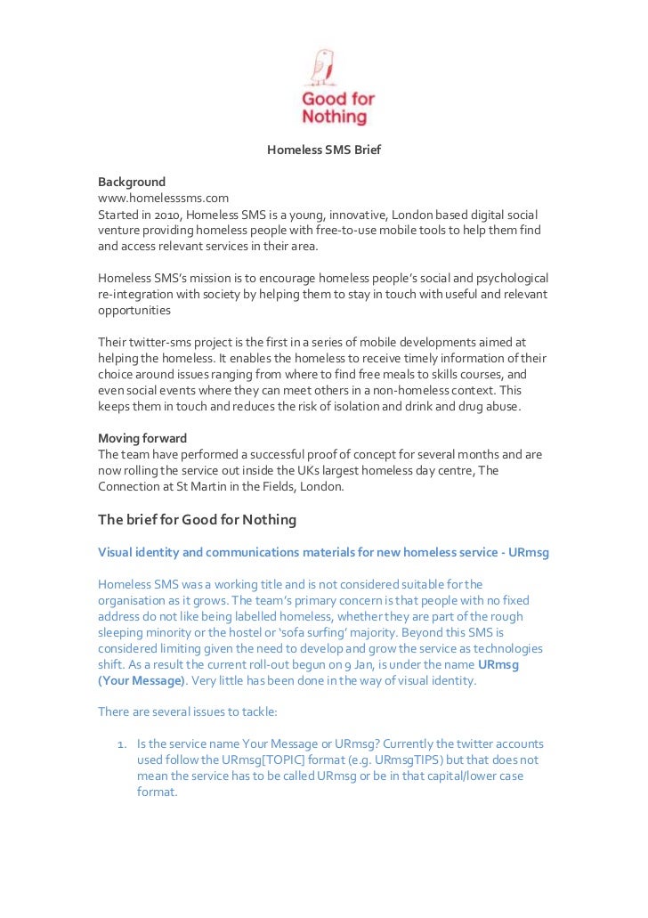 Homeless Sms Good For Nothing Brief homeless sms good for nothing brief