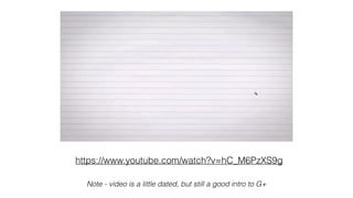 Note - video is a little dated, but still a good intro to G+
https://www.youtube.com/watch?v=hC_M6PzXS9g
 