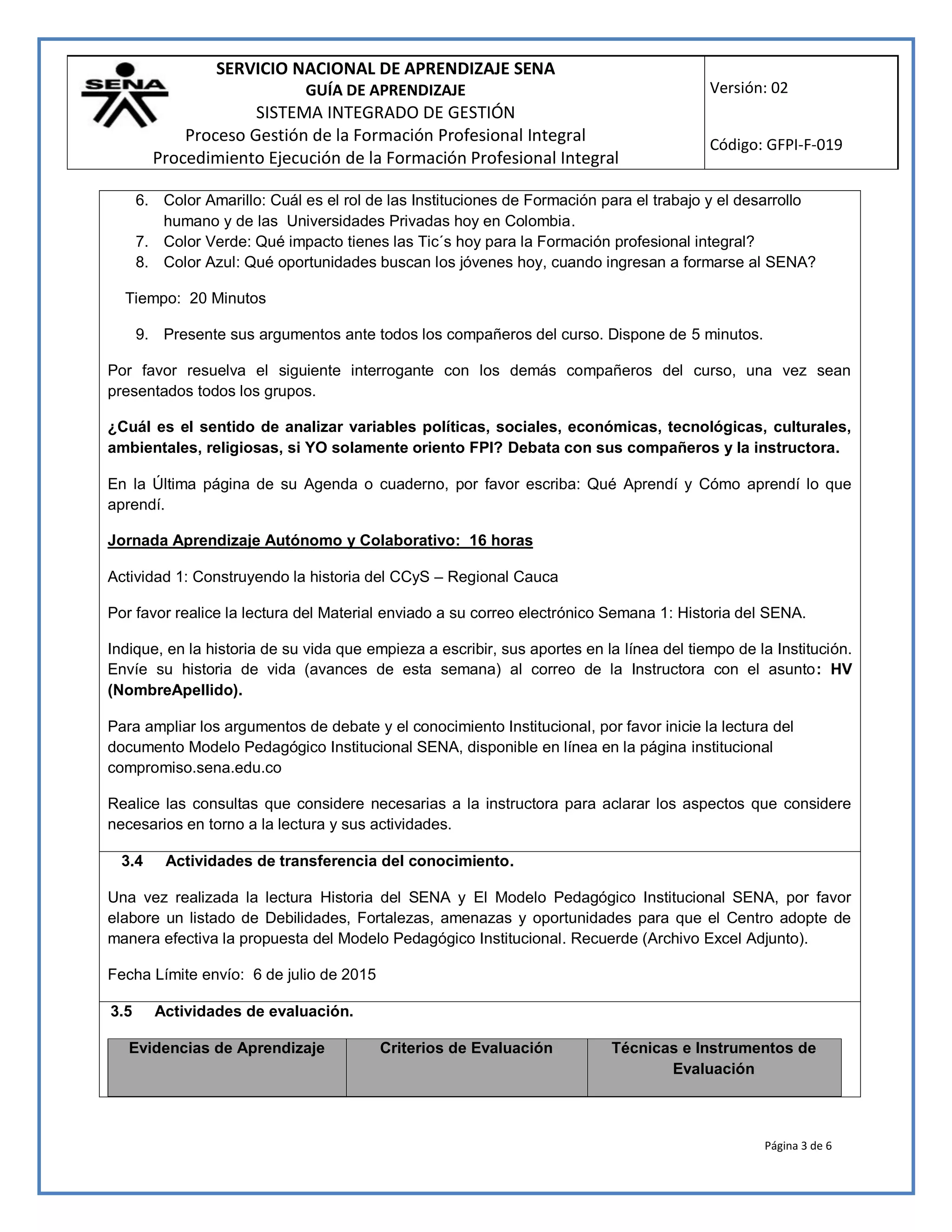 Gfpi f-019 guia de aprendizaje 01 tda orientar fpi | PDF