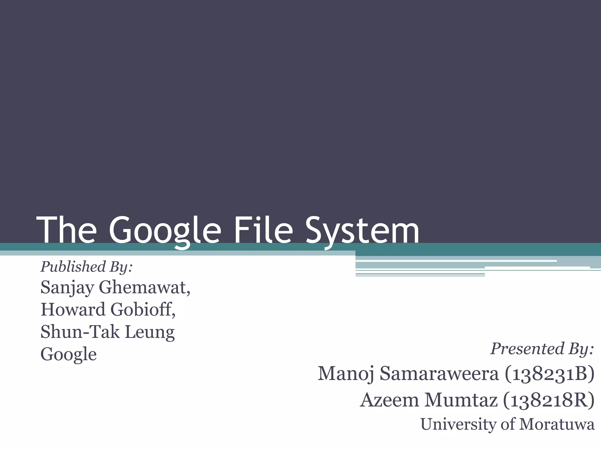 Google File Systems | PPTX