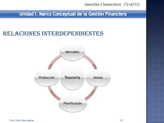 Relaciones interdependientes

                                          Mercadeo




                            Producción   Tesorería       Ventas




                                         Planificación




 Prof. Félix César Mejías                                         13
 