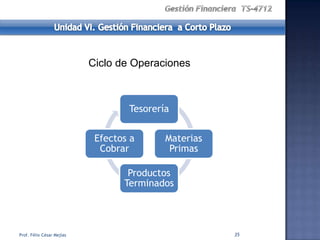 Ciclo de Operaciones



                                   Tesorería


                            Efectos a      Materias
                             Cobrar         Primas

                                   Productos
                                  Terminados




Prof. Félix César Mejías                              35
 