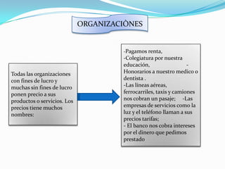 TiempoTRUEQUEEs un intercambio de un producto por dineroLos precios pueden crecer Inflamación o Decrecer declamaciónSe determina mediante el calculo de la línea del precioEXISTEN VARIOS COMOÍndice de precio al consumidor