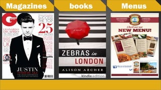 Magazines books Menus
 