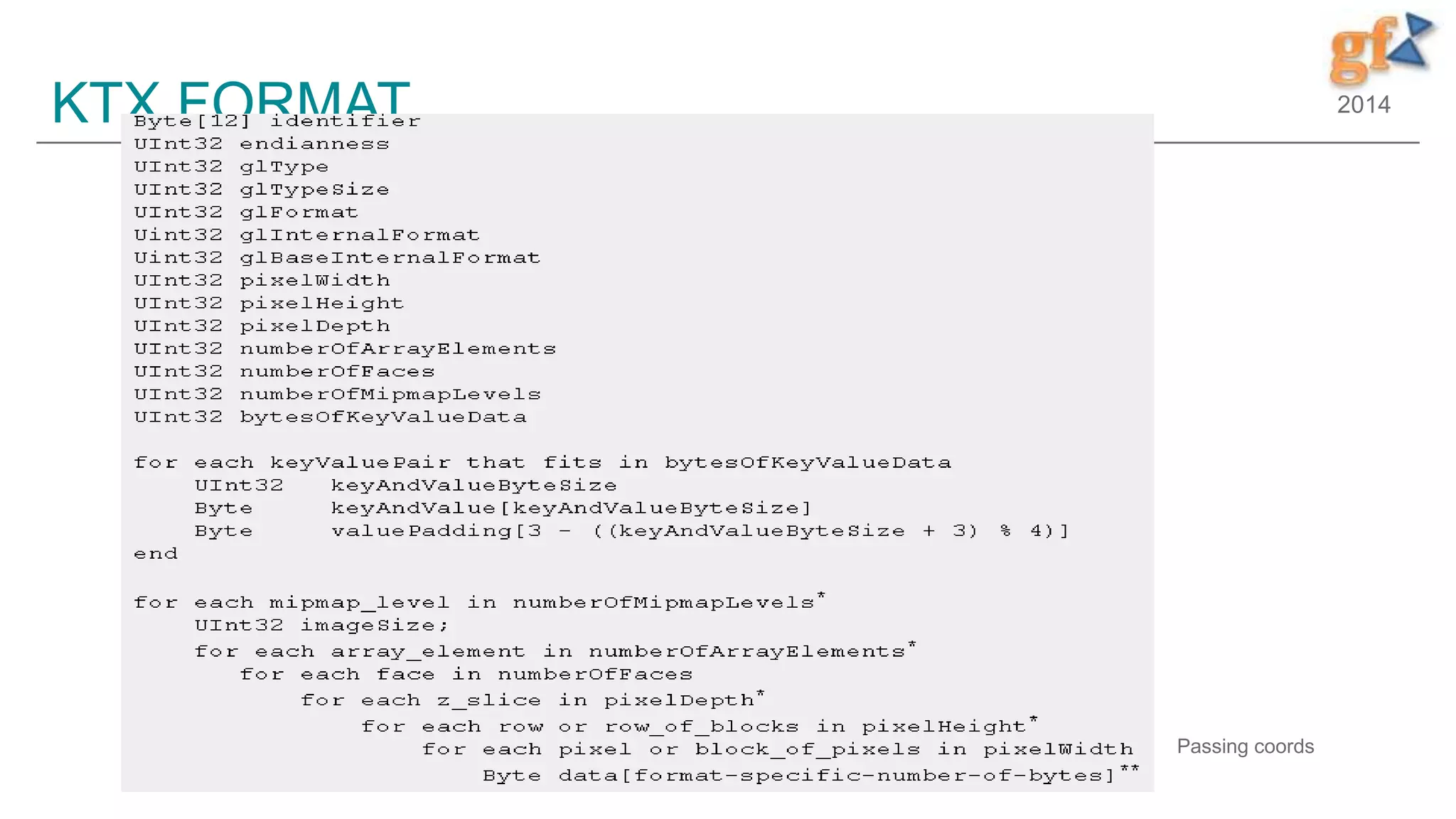 2014KTX FORMAT …
Passing coords
 