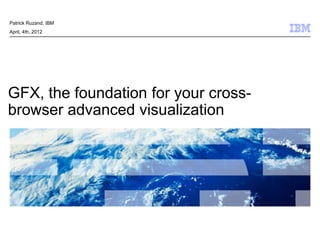 Patrick Ruzand, IBM
April, 4th, 2012




GFX, the foundation for your cross-
browser advanced visualization




                                      © 2011 IBM Corporation
 