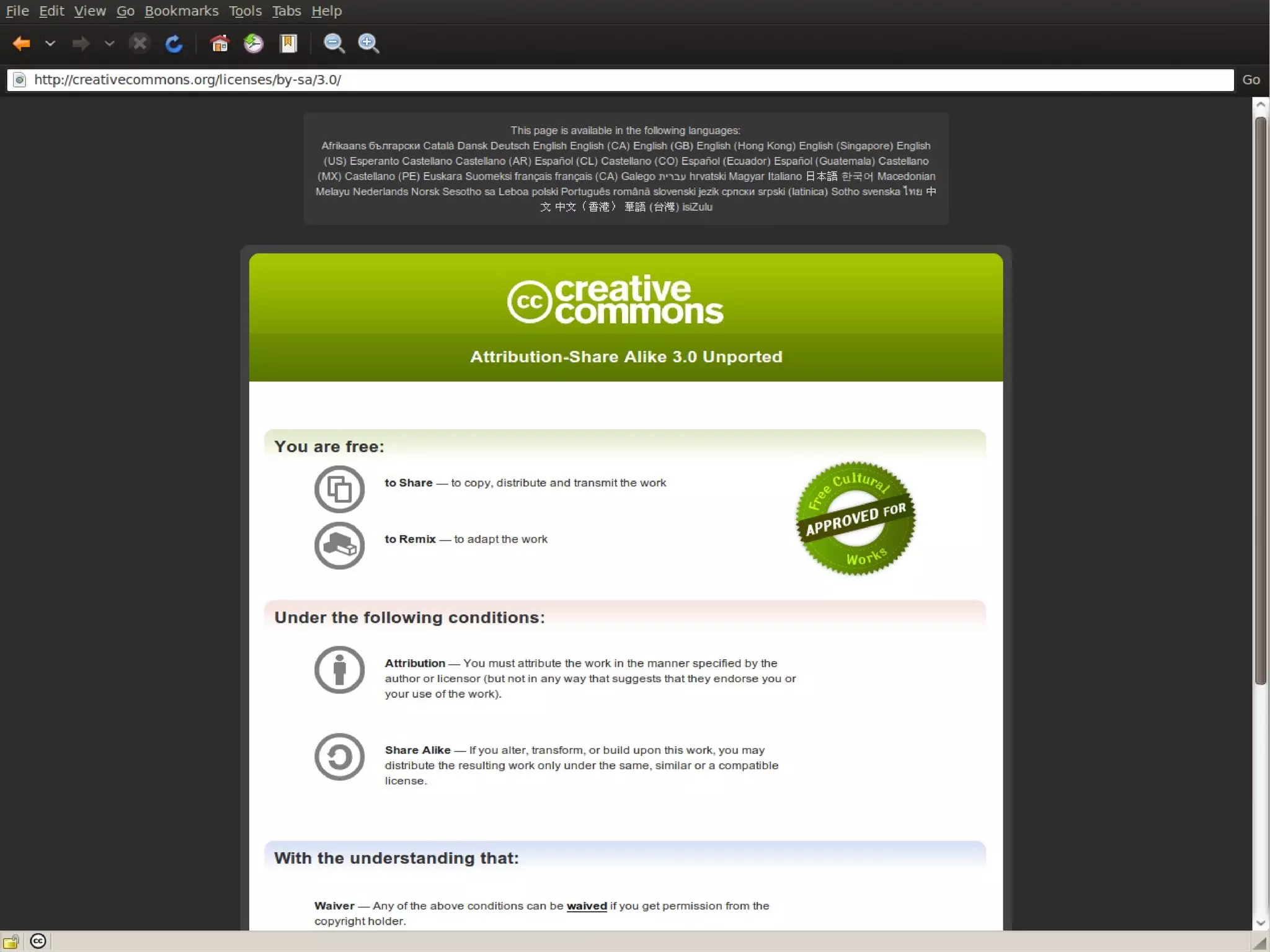 Creative Commons: licenses 
