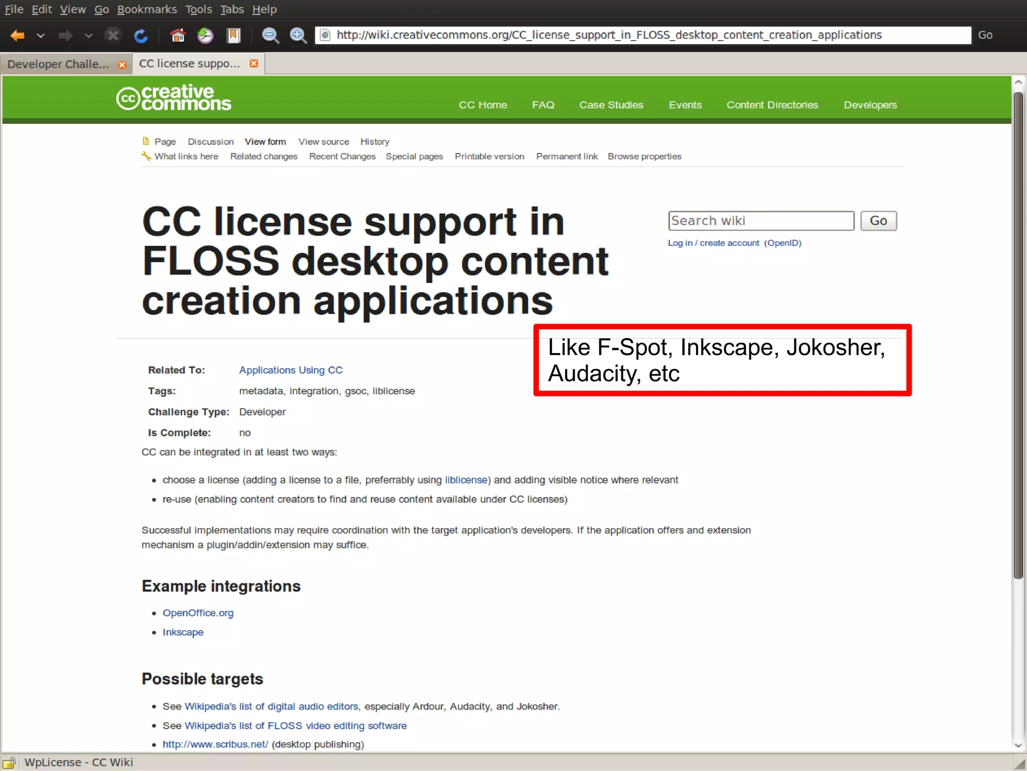 Like F-Spot, Inkscape, Jokosher, Audacity, etc 