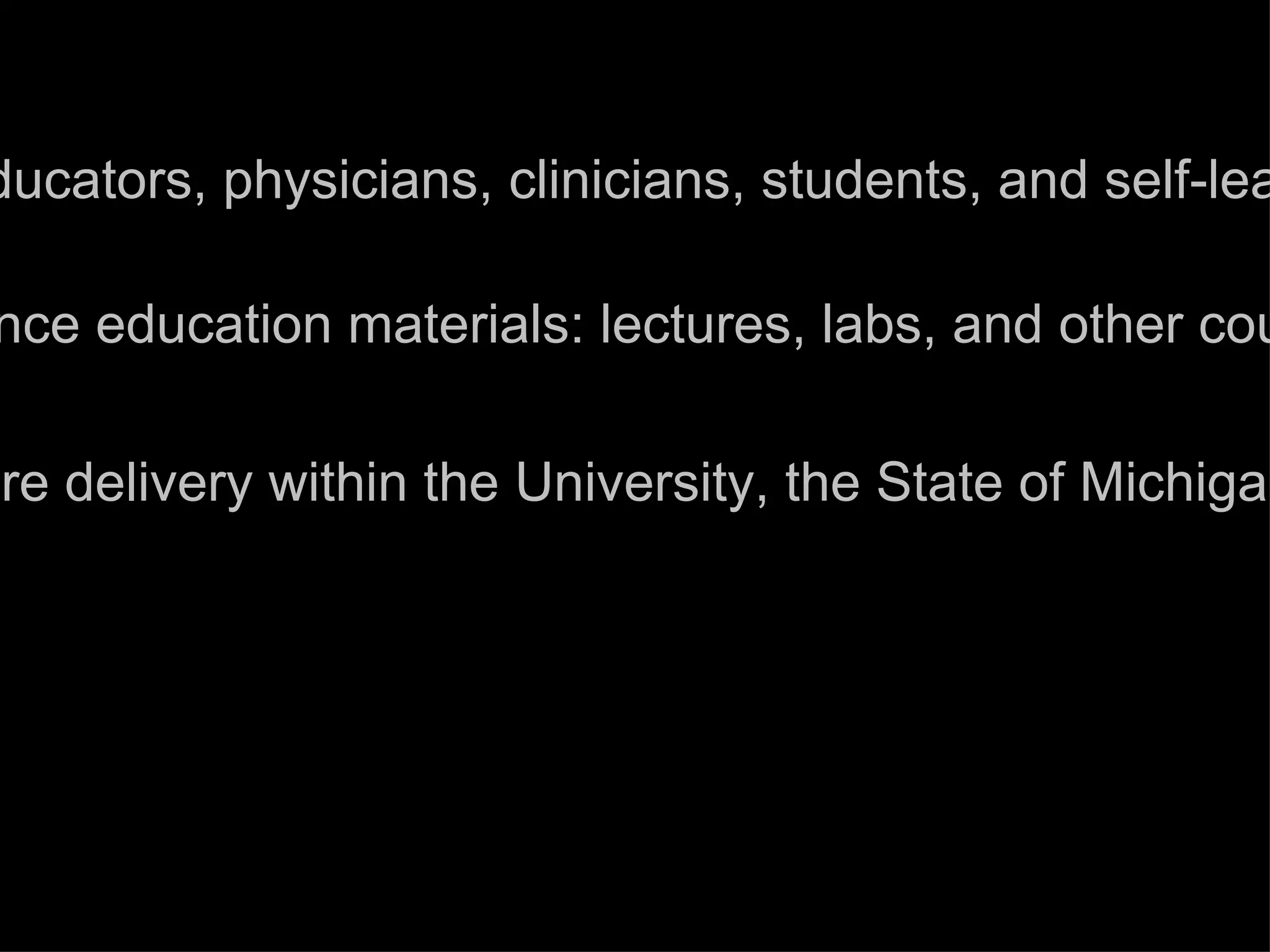 the extra information : title slide with license : links to content (if applicable) http://open.umich.edu/wiki/Open_Content_How-to 