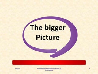 4/9/2024 8
The bigger
Picture
Designing Standards-Based Learning Modules for
Understanding
 