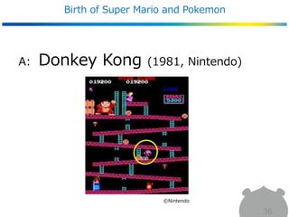 A: Donkey Kong (1981, Nintendo)
Birth of Super Mario and Pokemon
36
©Nintendo
 